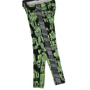 Zumba ~Woman Size SPetite~ Green/Black Spicy Flame Dance Pants Ankle Leggings.